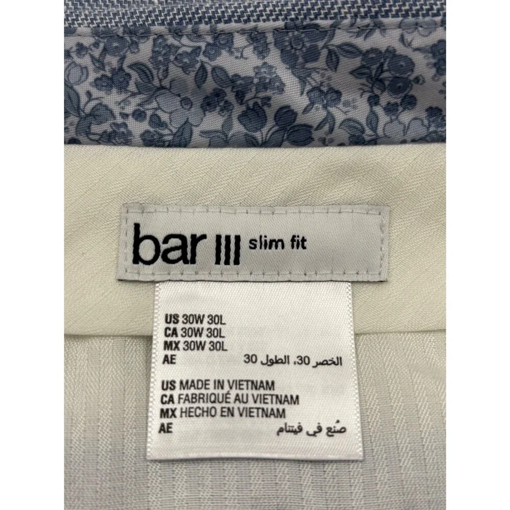 $495 NEW BAR III MENS 38R BLUE LINEN SLIM 2 PIECE SUIT WITH DRESS PANTS 30X30
